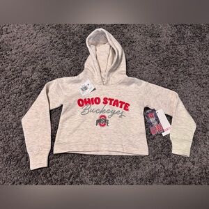 Ohio State Buckeyes Girls XS 4/5 Cropped Hoodie Gray Licensed NWT Hanes